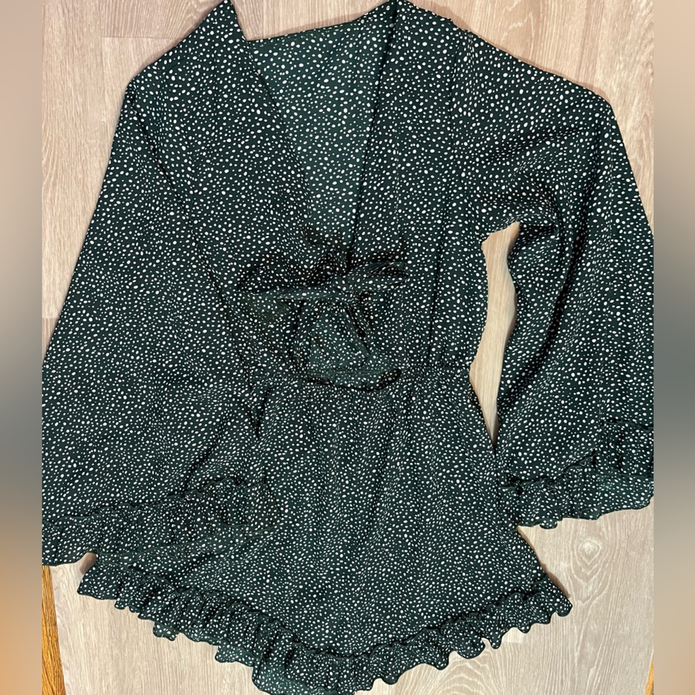 SHEIN Green Polka Dot Romper